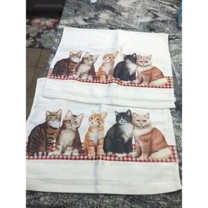 2 Cat Kitten Kitty Cat Hand Towels NEW